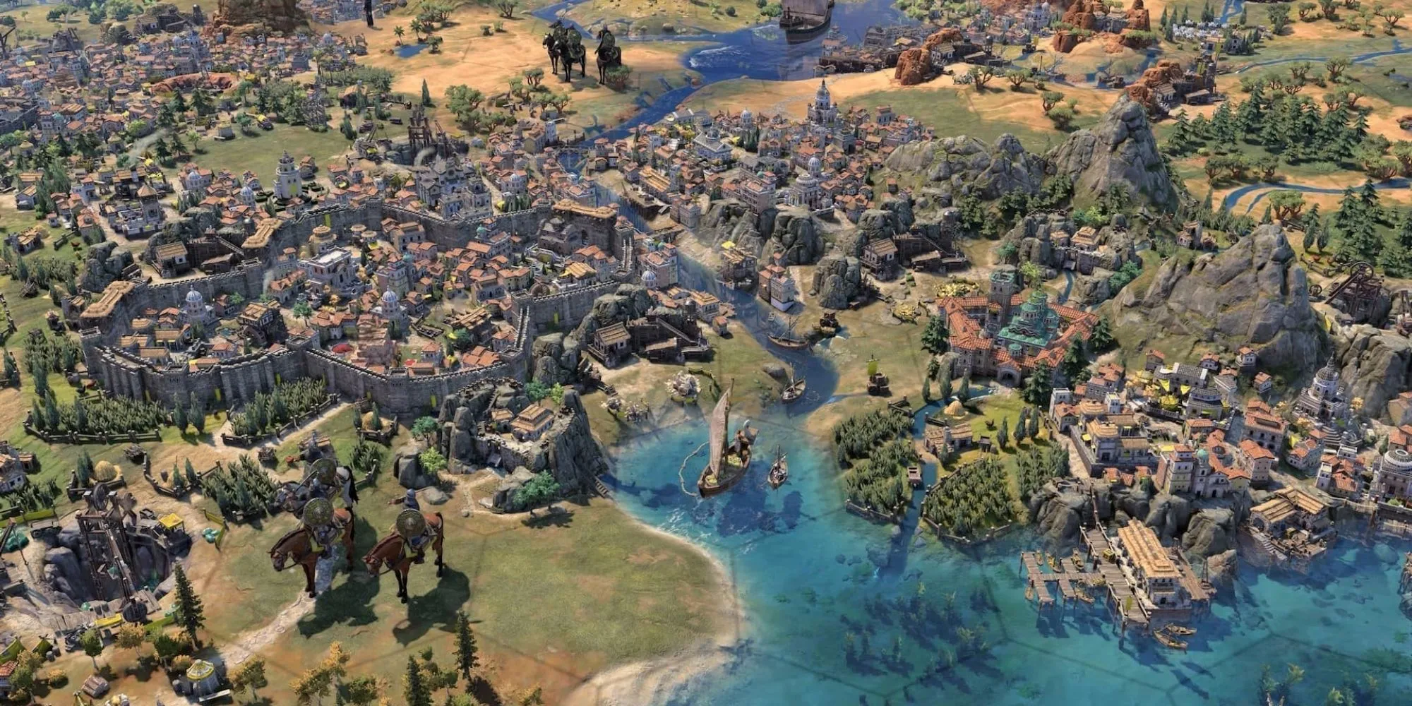 Một thành phố phát triển thịnh vượng trong game chiến thuật Civilization 7