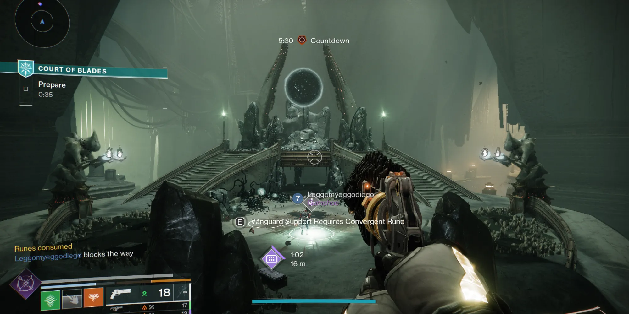 Một trận chiến với boss trong Court of Blades Destiny 2