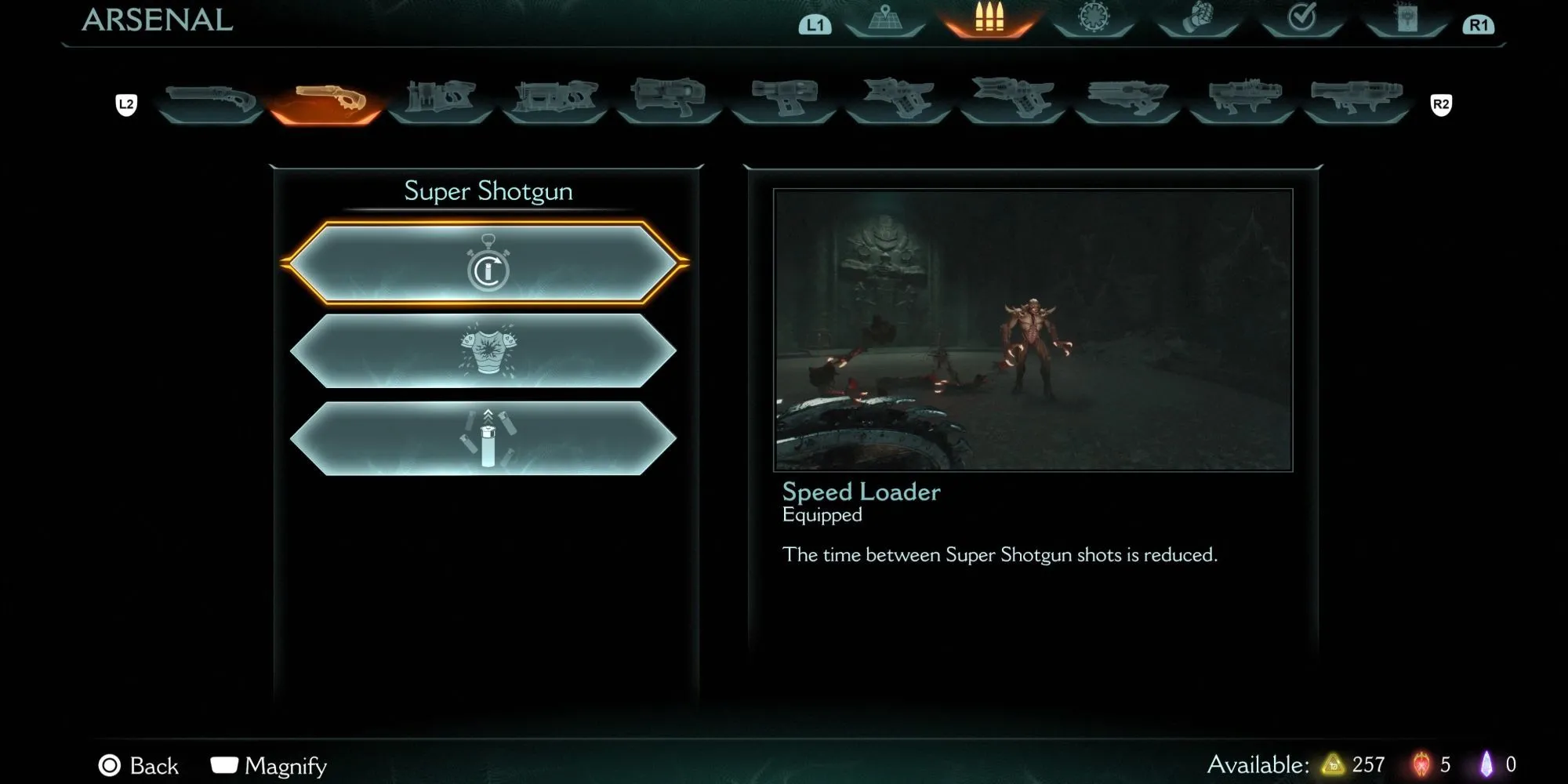 Nâng cấp Speed Loader cho vũ khí Super Shotgun trong DOOM The Dark Ages