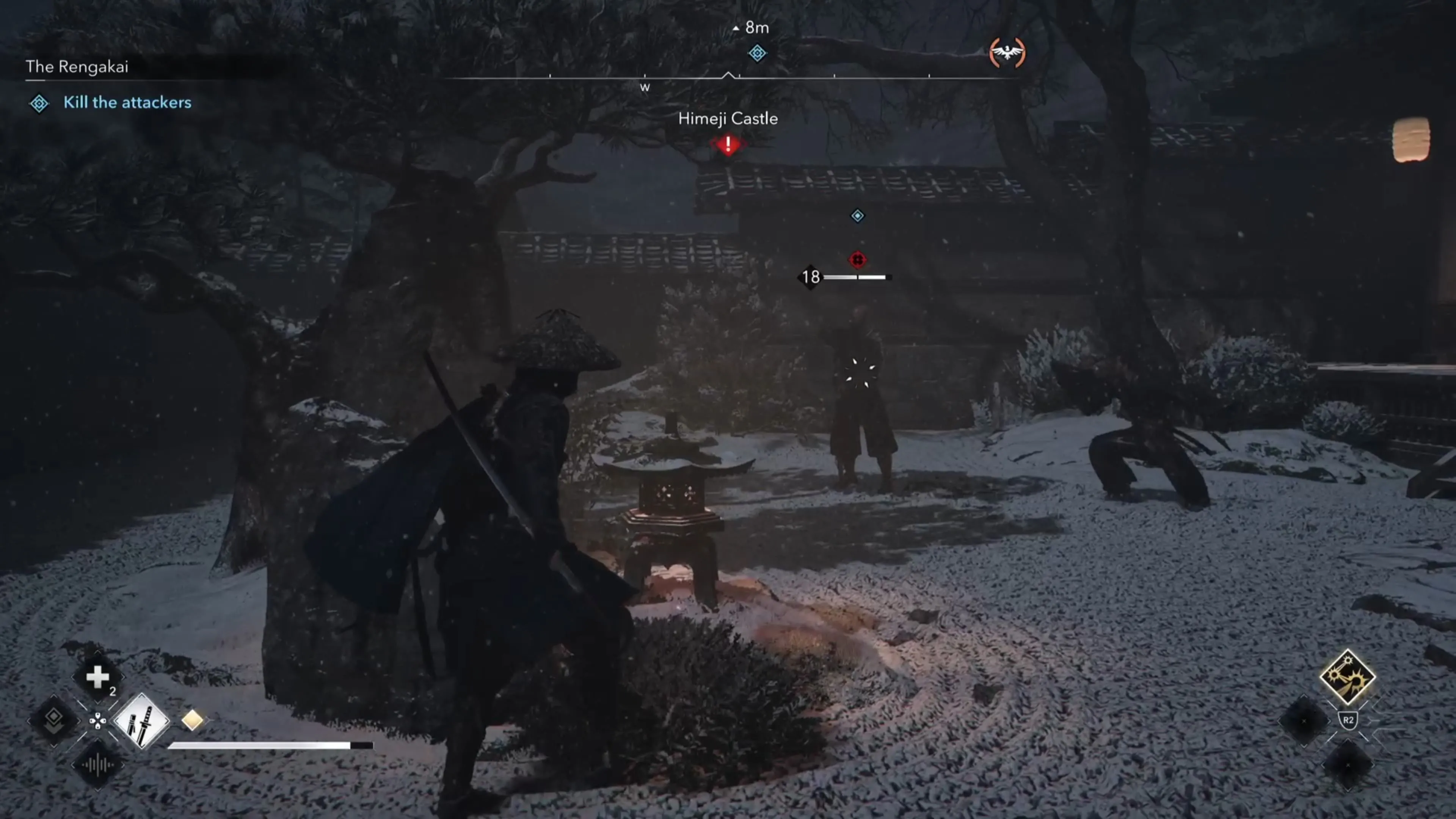 Naoe tham gia buổi tiệc Rengakai cùng Ukita Naoie trong Assassin's Creed Shadows