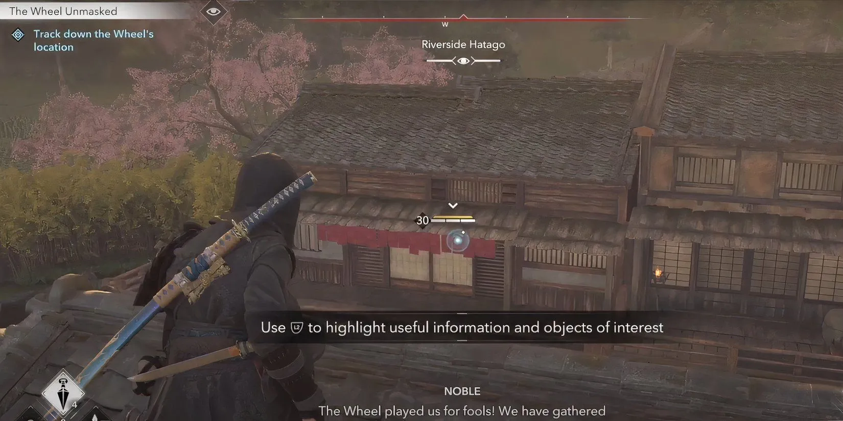 Naoe thực hiện ám sát samurai tại nhà trọ trong tuyến nhiệm vụ của cô ở &quot;The Wheel Unmasked&quot; trong Assassin's Creed Shadows.