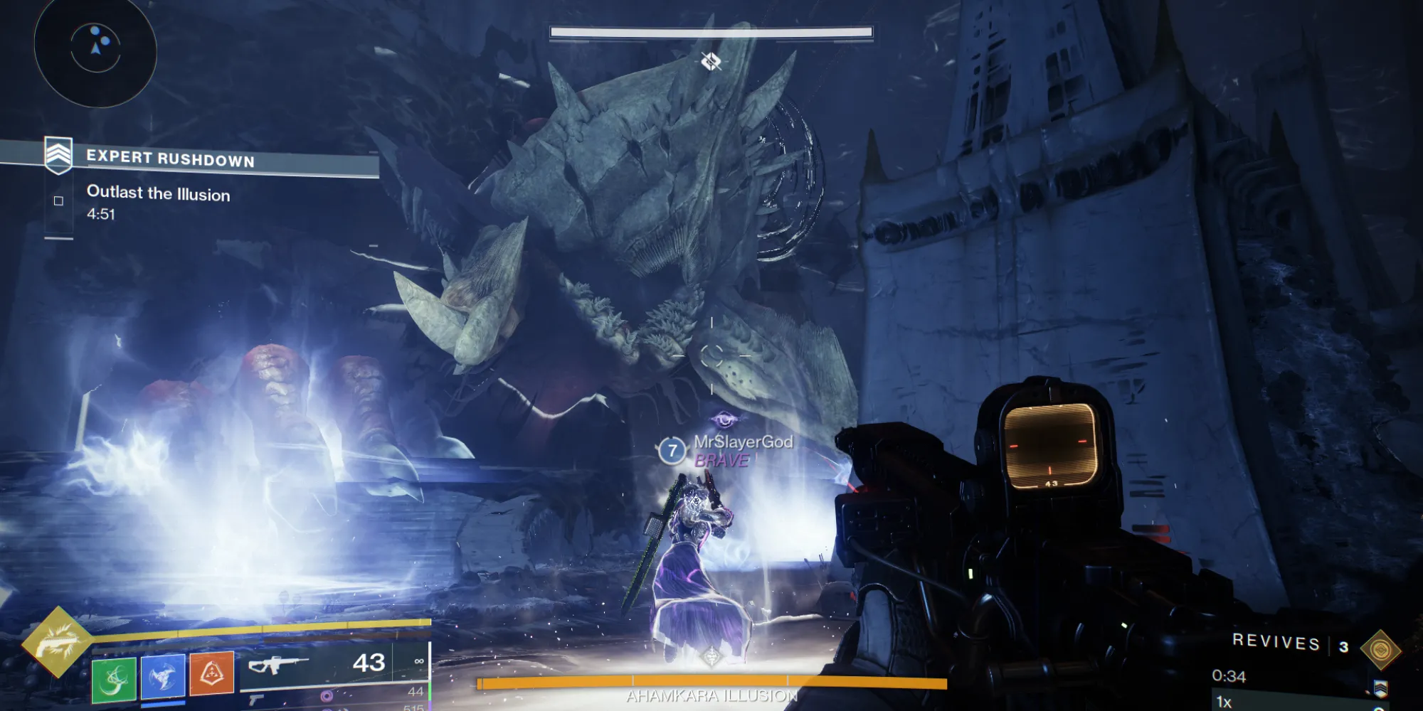 Người chơi Destiny 2 đối đầu với một boss trong hoạt động Rushdown Guardian Games