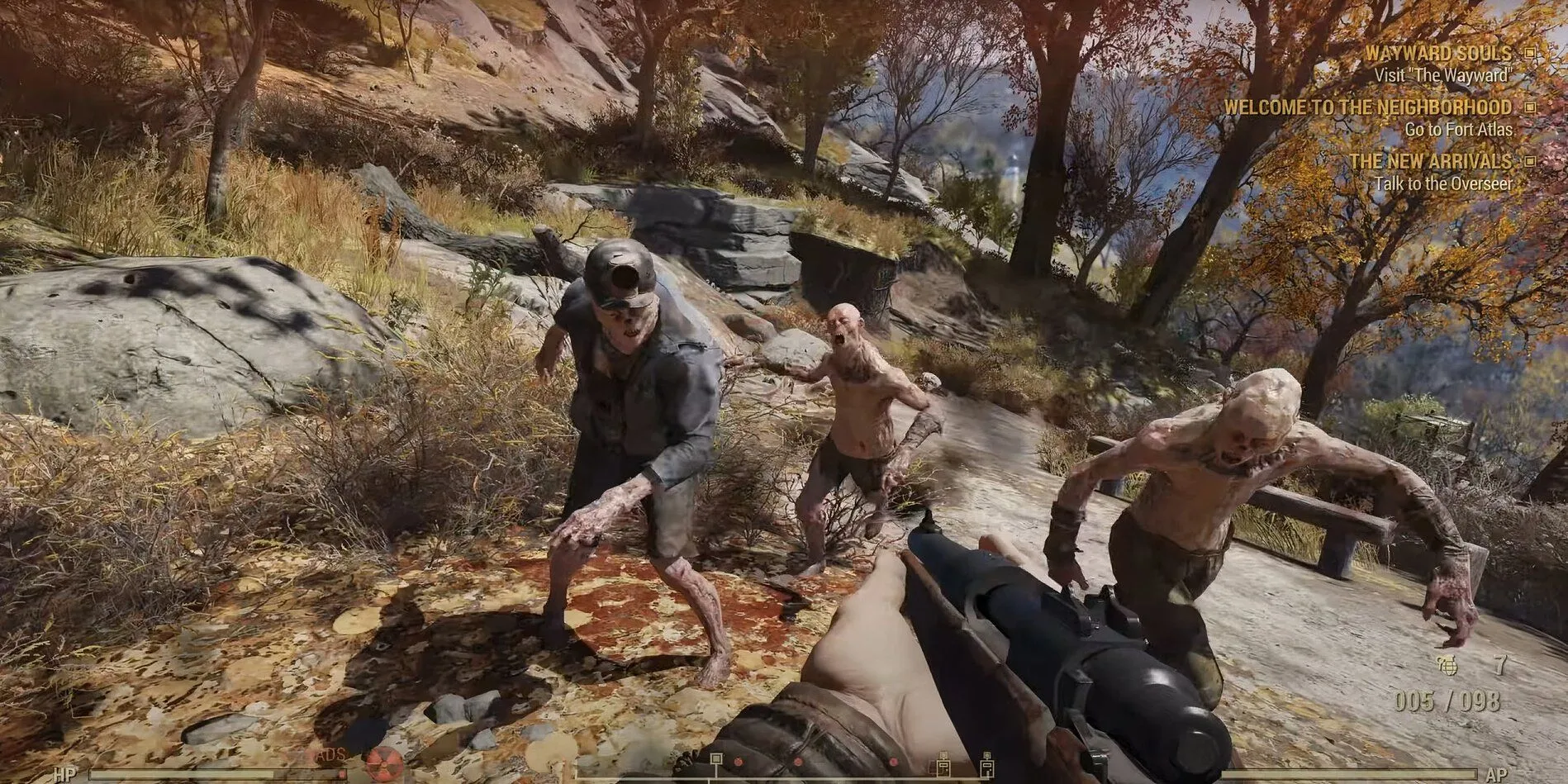 Người chơi Fallout 76 chiến đấu chống lại lũ Ghoul hung tợn trong thế giới hậu tận thế