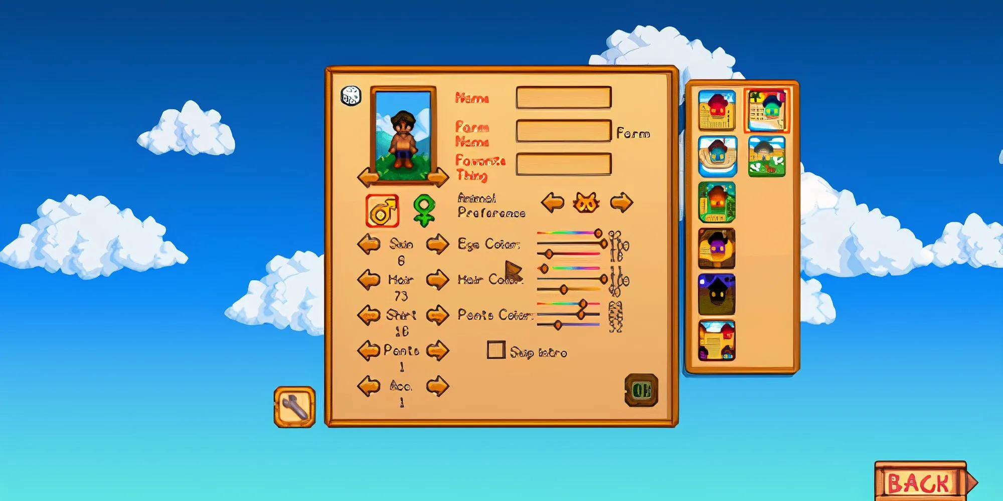Người chơi Stardew Valley đang chọn lựa giữa các loại bản đồ nông trại khởi đầu khác nhau