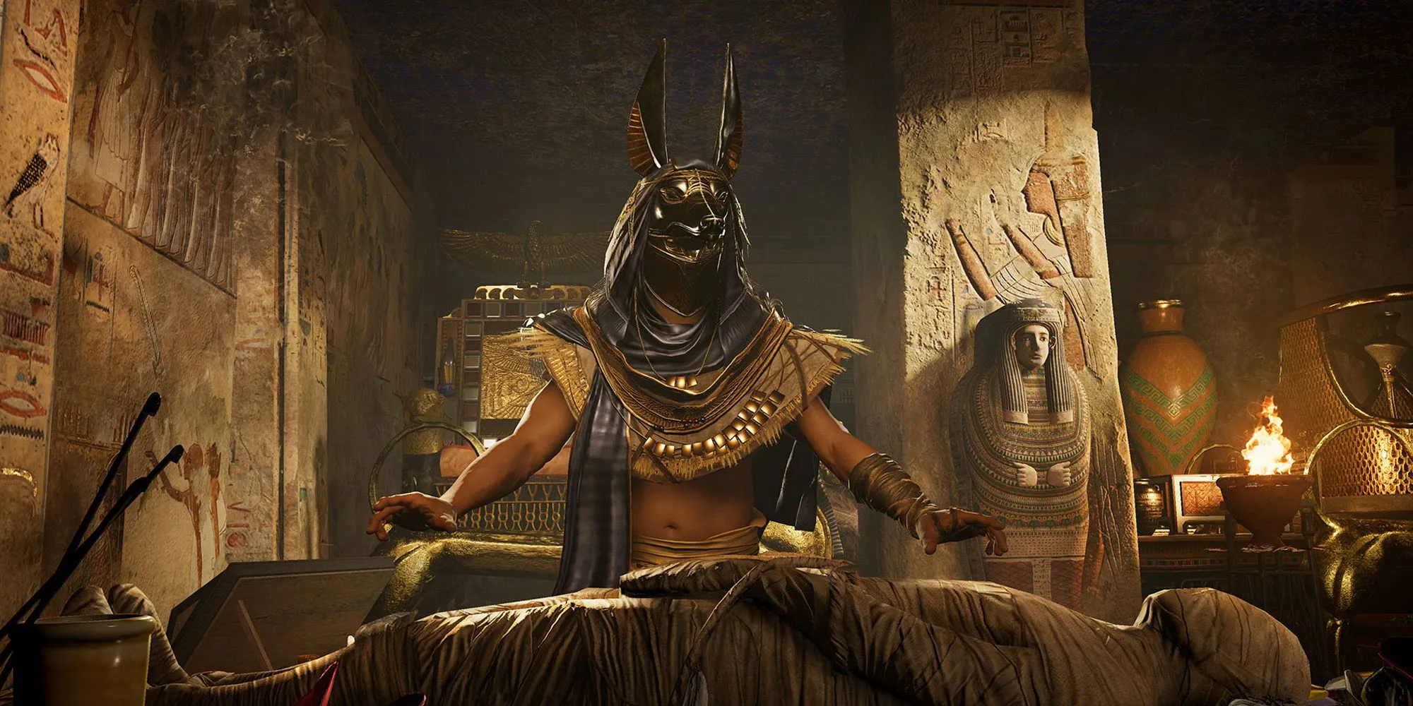 Nhân vật Anubis xuất hiện trong một sự kiện thần bí ở Assassin's Creed Origins.