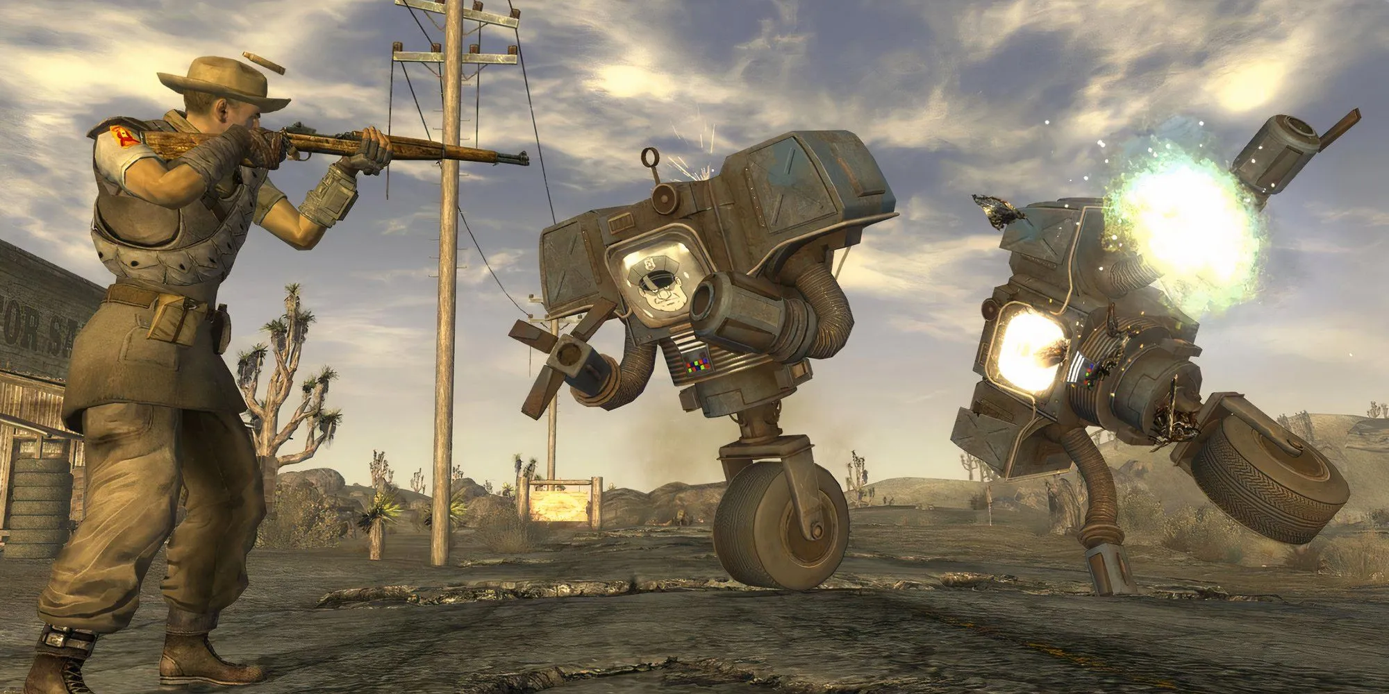 Nhân vật chính Fallout New Vegas chiến đấu với quái vật bằng shotgun