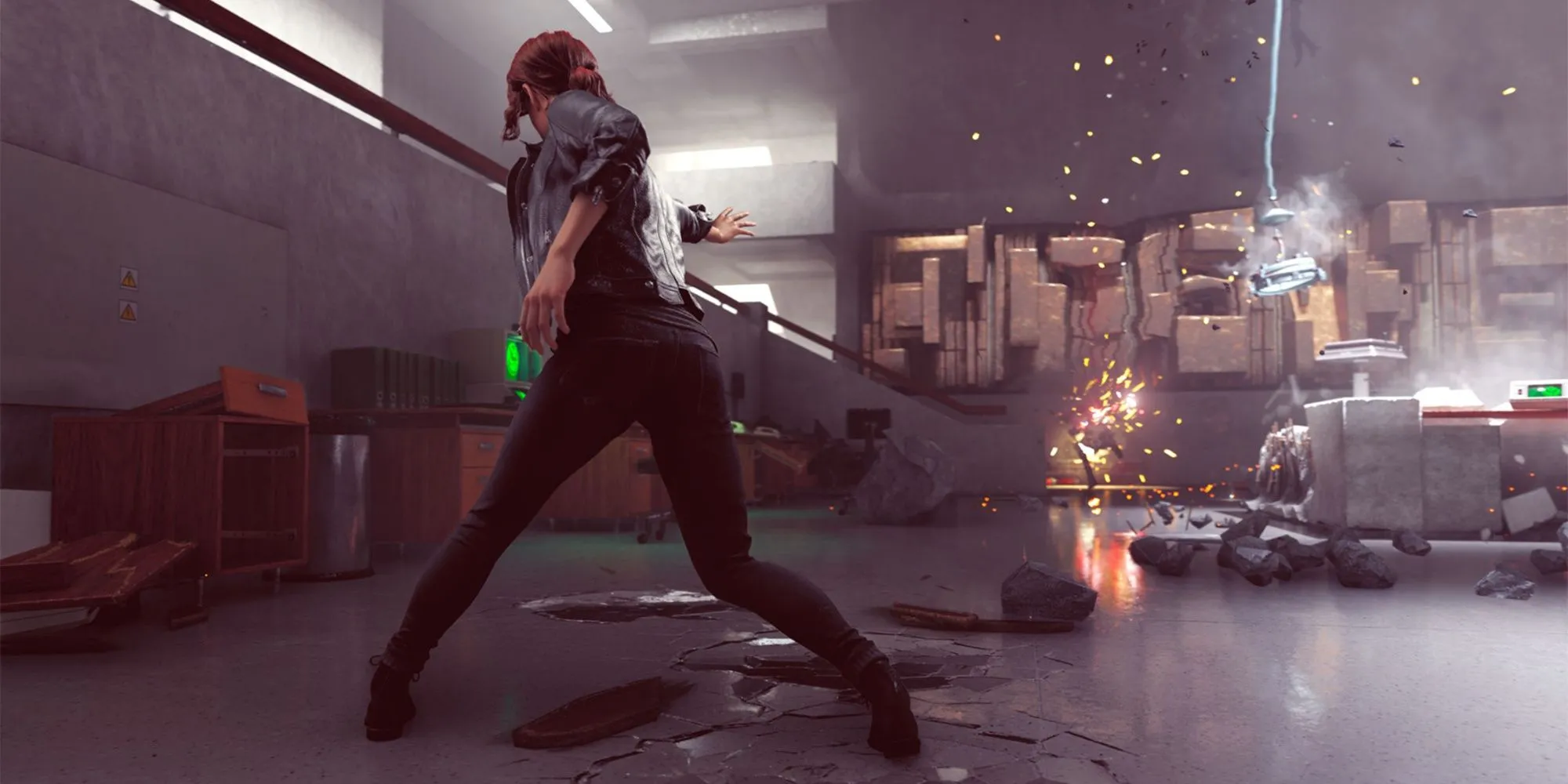 Nhân vật chính Jesse Faden sử dụng sức mạnh trong tòa nhà Old House game Control