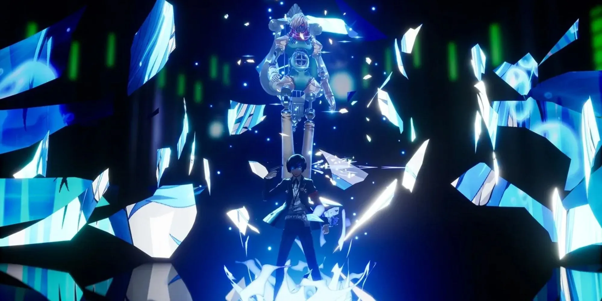 Nhân vật chính Makoto Yuki triệu hồi Persona của mình trong Persona 3 Reload.