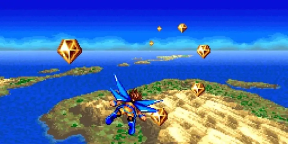 Nhân vật chính sử dụng kỹ năng trong game Skyblazer trên SNES