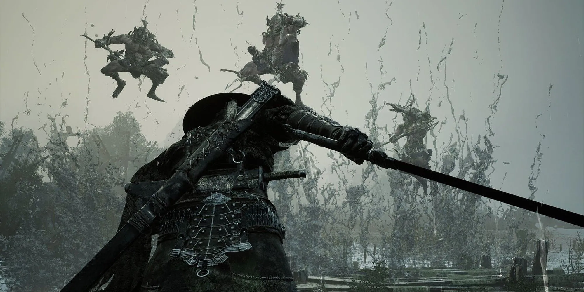 Nhân vật chính trong Phantom Blade Zero thực hiện một đòn tấn công đẹp mắt với hiệu ứng tia lửa