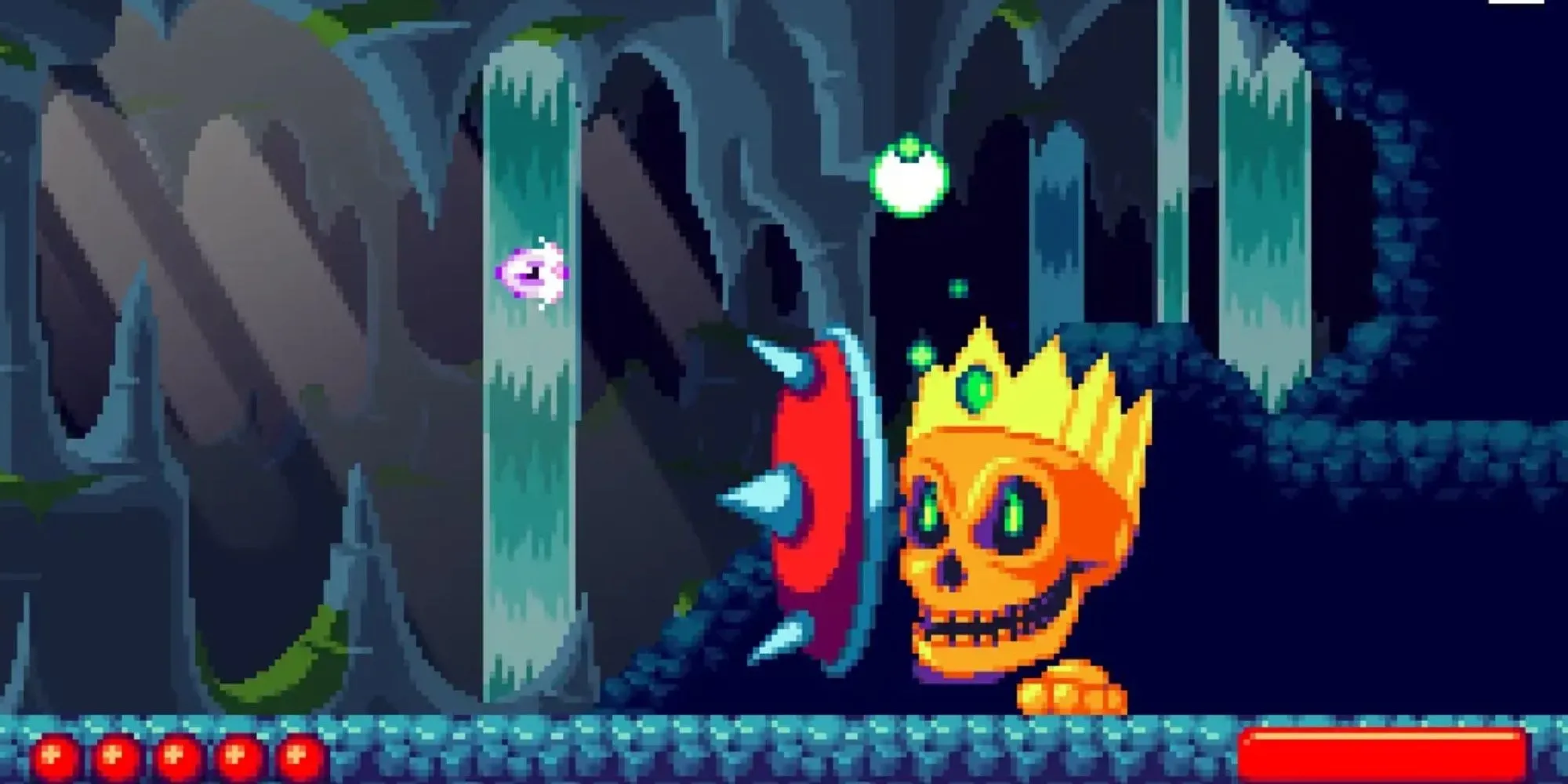 Nhân vật con mắt của phù thủy đang bay trong môi trường đầy màu sắc của game Witcheye