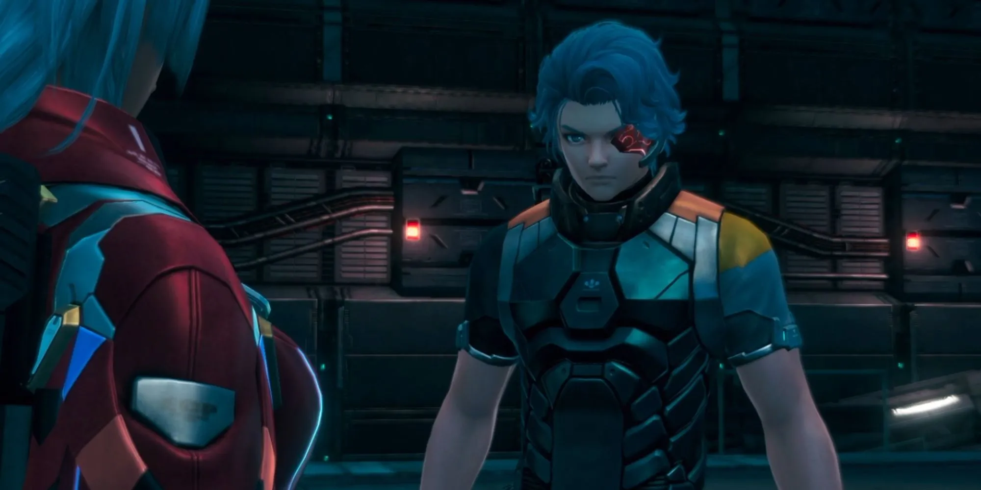 Nhân vật đại diện người chơi đứng giữa khung cảnh hùng vĩ của hành tinh Mira trong Xenoblade Chronicles X