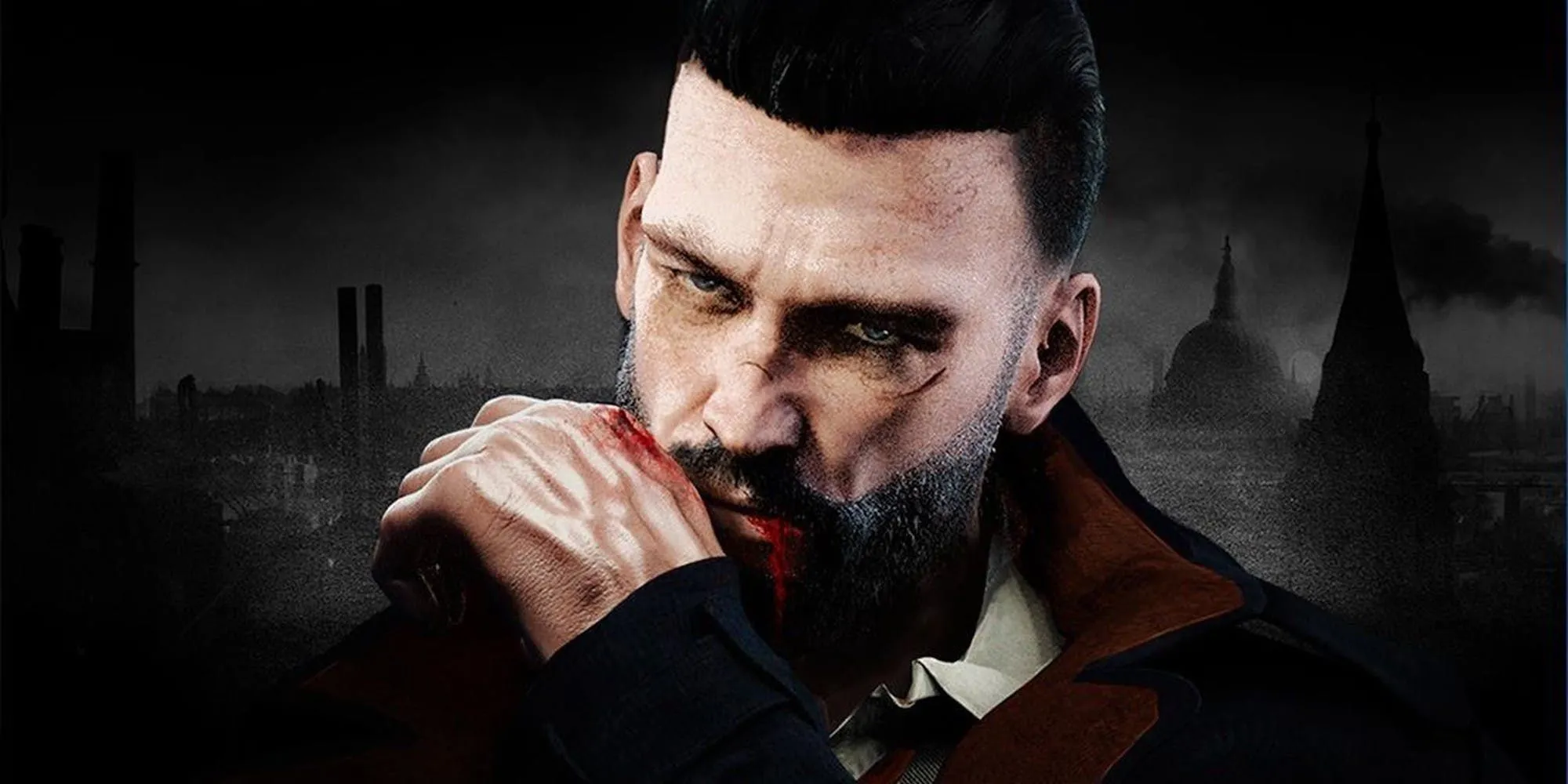 Nhân vật Jonathan trong Vampyr lau vết máu trên mặt