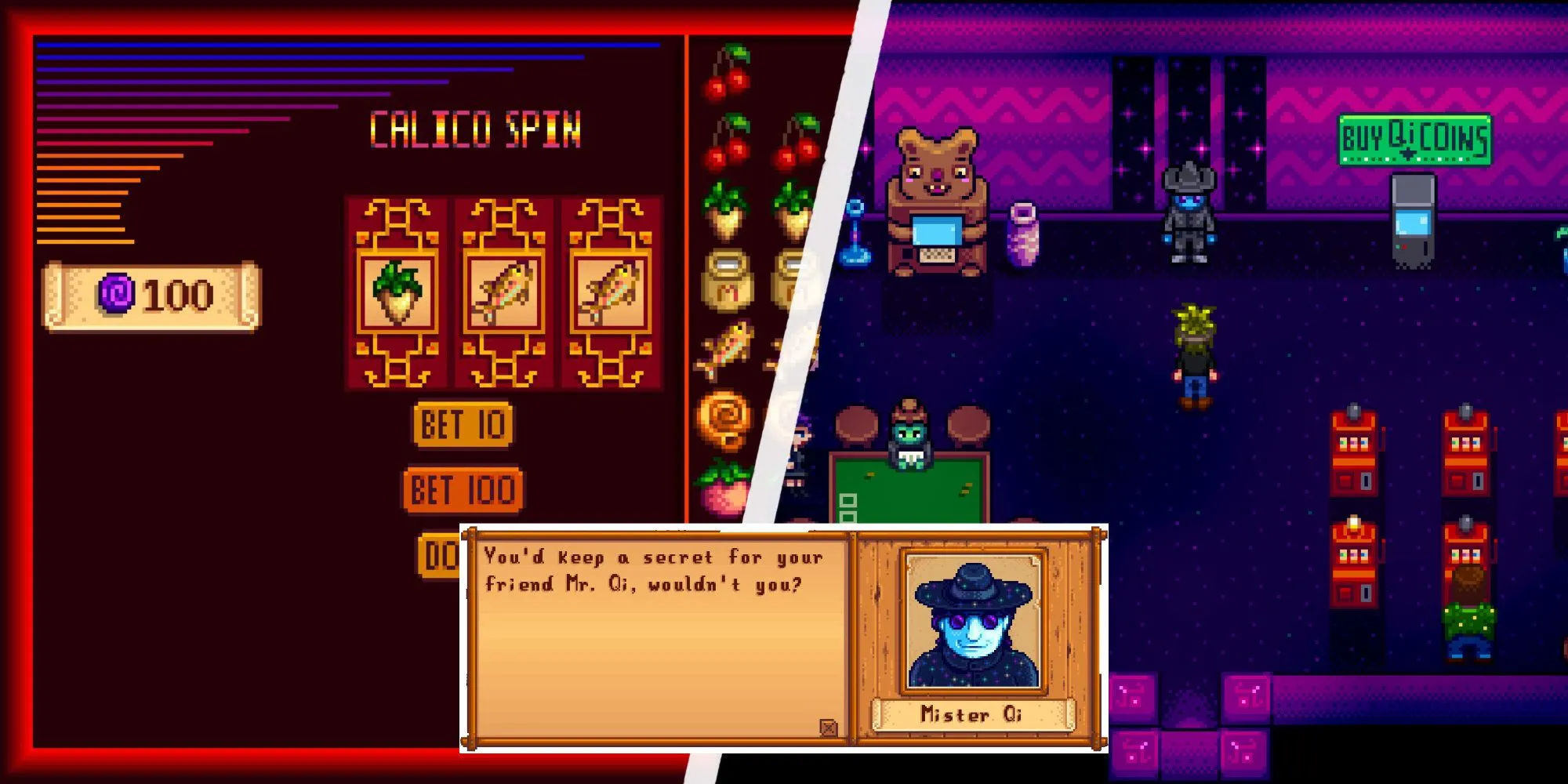 Nhân vật Mr. Qi bên trong Sòng bạc ở Sa mạc Calico, Stardew Valley
