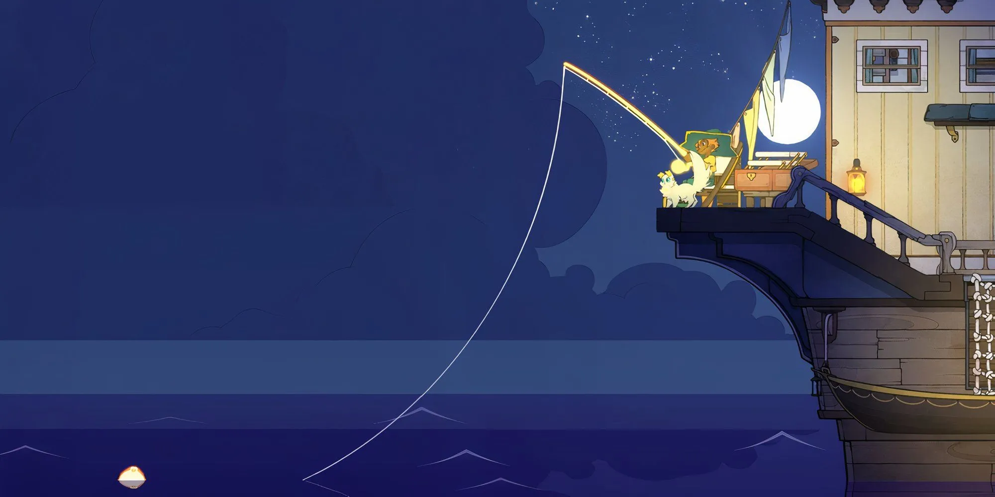Nhân vật Stella cùng chú mèo Daffodil trên chuyến hải trình ý nghĩa trong game Spiritfarer