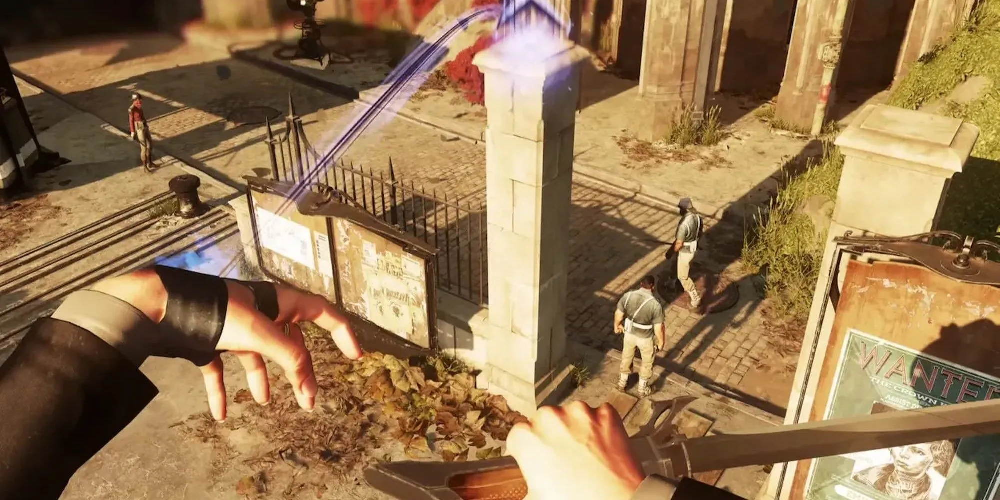 Nhân vật sử dụng kỹ năng di chuyển trong Dishonored 2, game hành động lén lút nổi bật với khả năng móc túi và loot đồ.