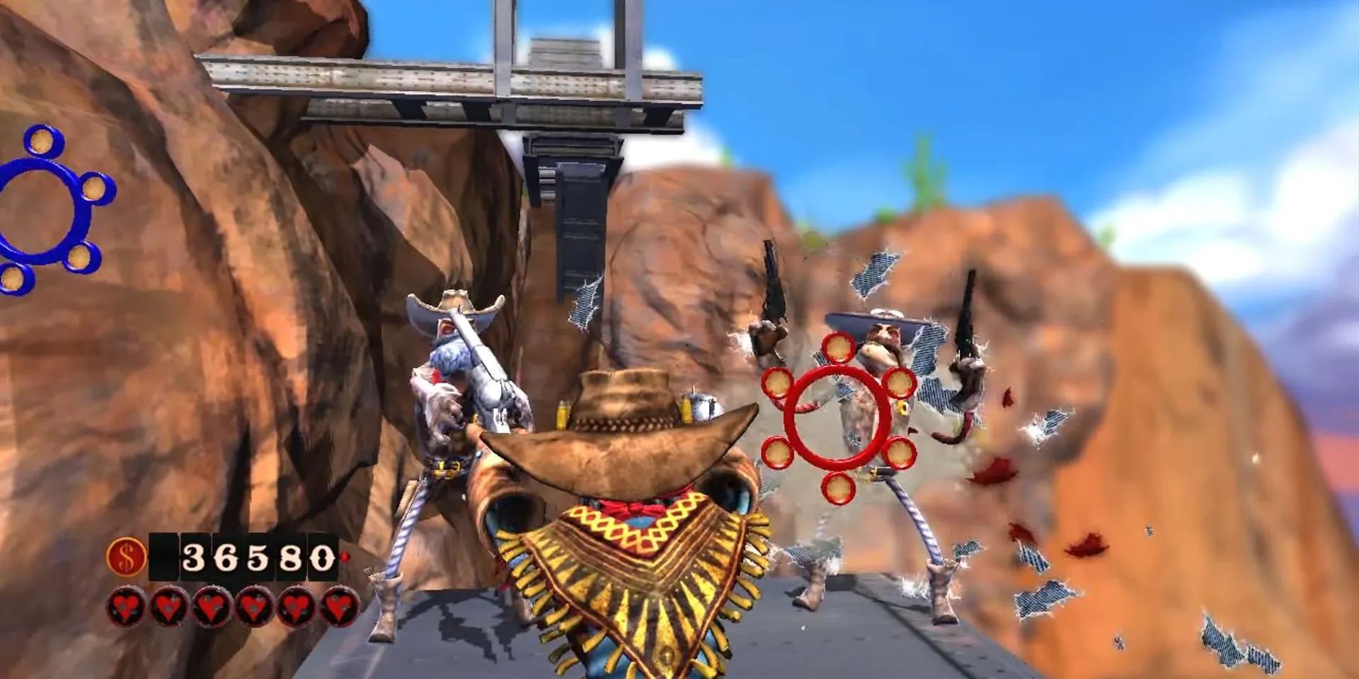 Nhân vật The Gunstringer sử dụng song súng trong game Kinect Xbox 360
