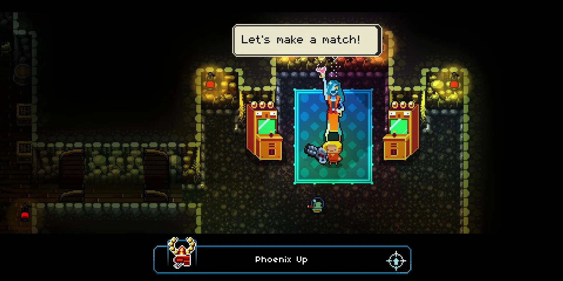 Nhân vật trong Enter the Gungeon mở khóa một synergy (sự kết hợp) vật phẩm, làm nổi bật cơ chế gameplay độc đáo của tựa game roguelite này