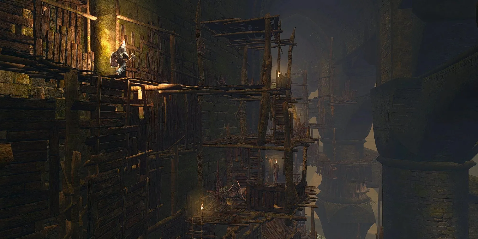 Nhân vật trong game Soulsborne đang di chuyển qua đầm lầy độc hại, đối mặt với hiệu ứng Poison.