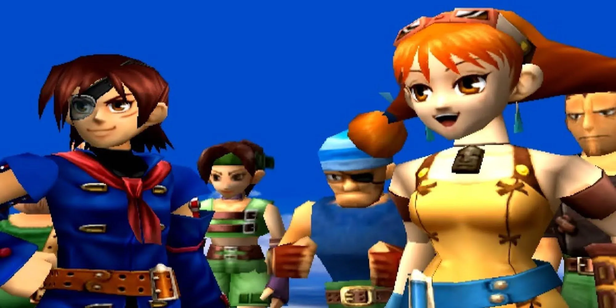 Nhóm nhân vật Vyse và đồng đội chuẩn bị chiến đấu trong Skies of Arcadia