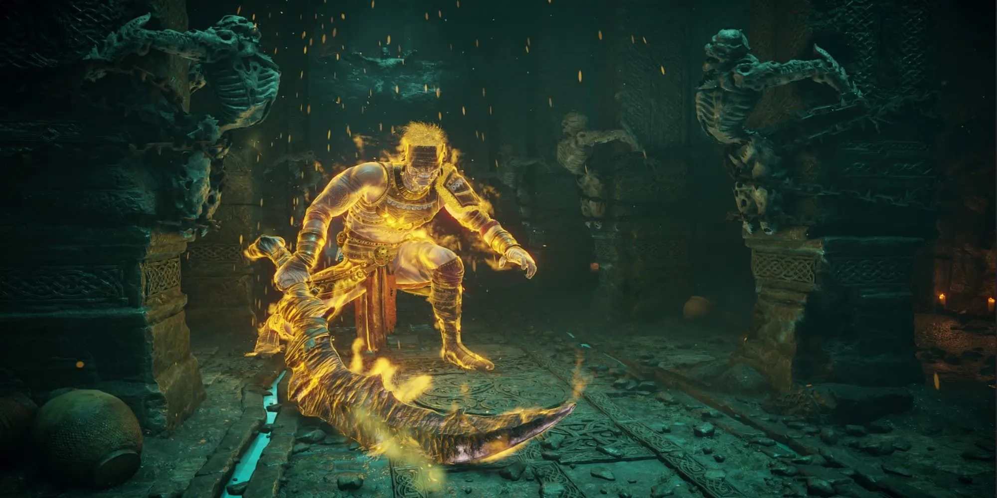 Old Hero - trùm mù Demon's Souls đứng giữa đấu trường hoang tàn chờ đợi tiếng động