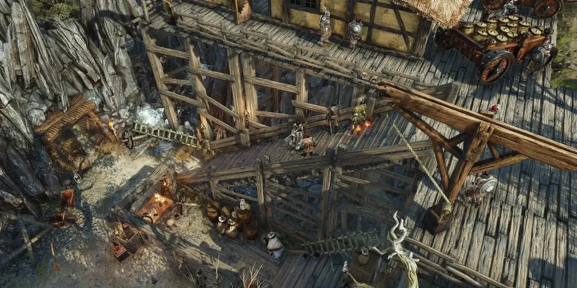 Pháo đài gỗ trong game Divinity: Original Sin 2, bối cảnh cho các hoạt động khám phá và trộm cắp theo lượt.
