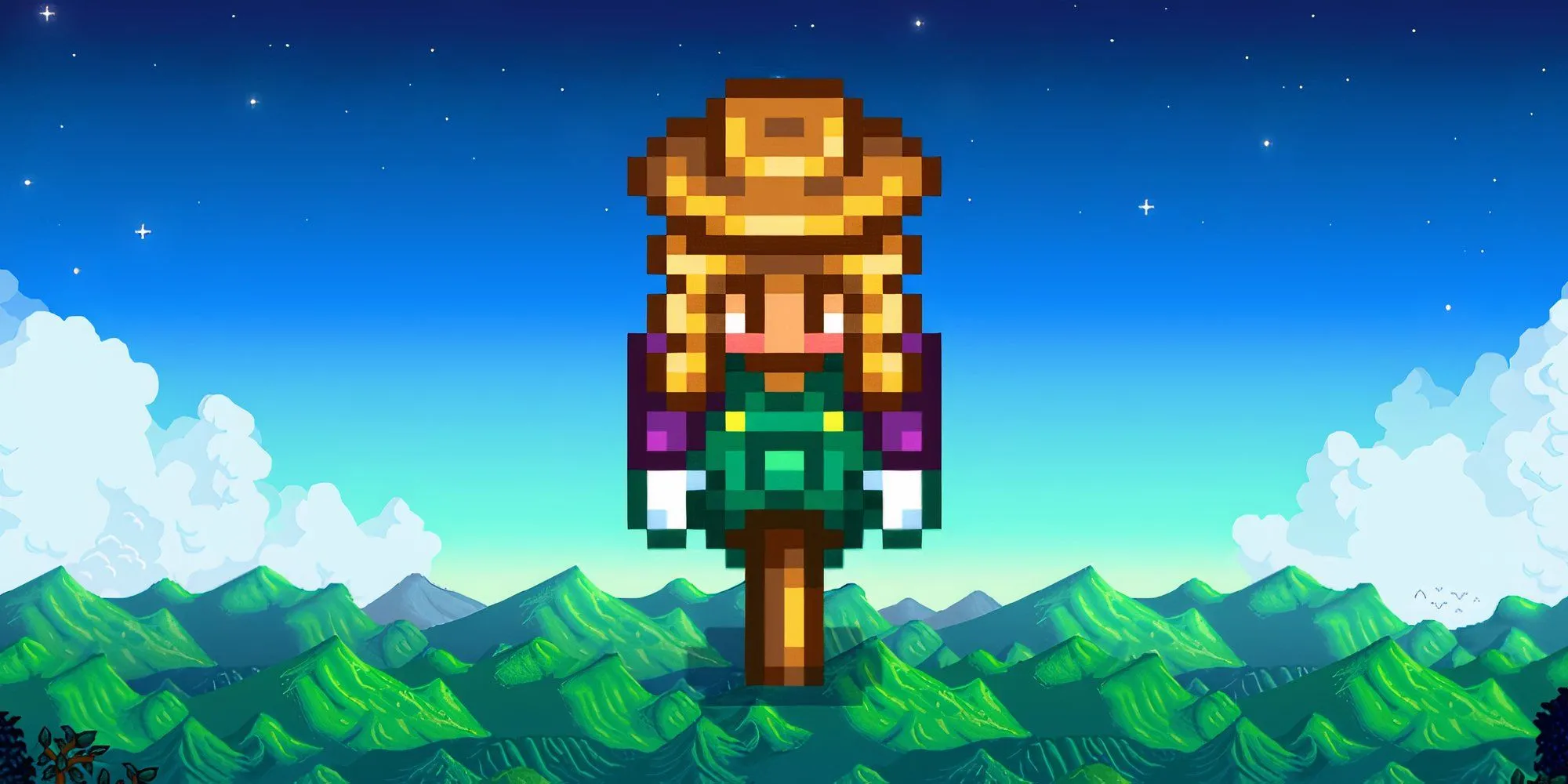 Rarecrow số 5 (Bù nhìn hoa) xuất hiện tại Lễ hội Hoa trong Stardew Valley