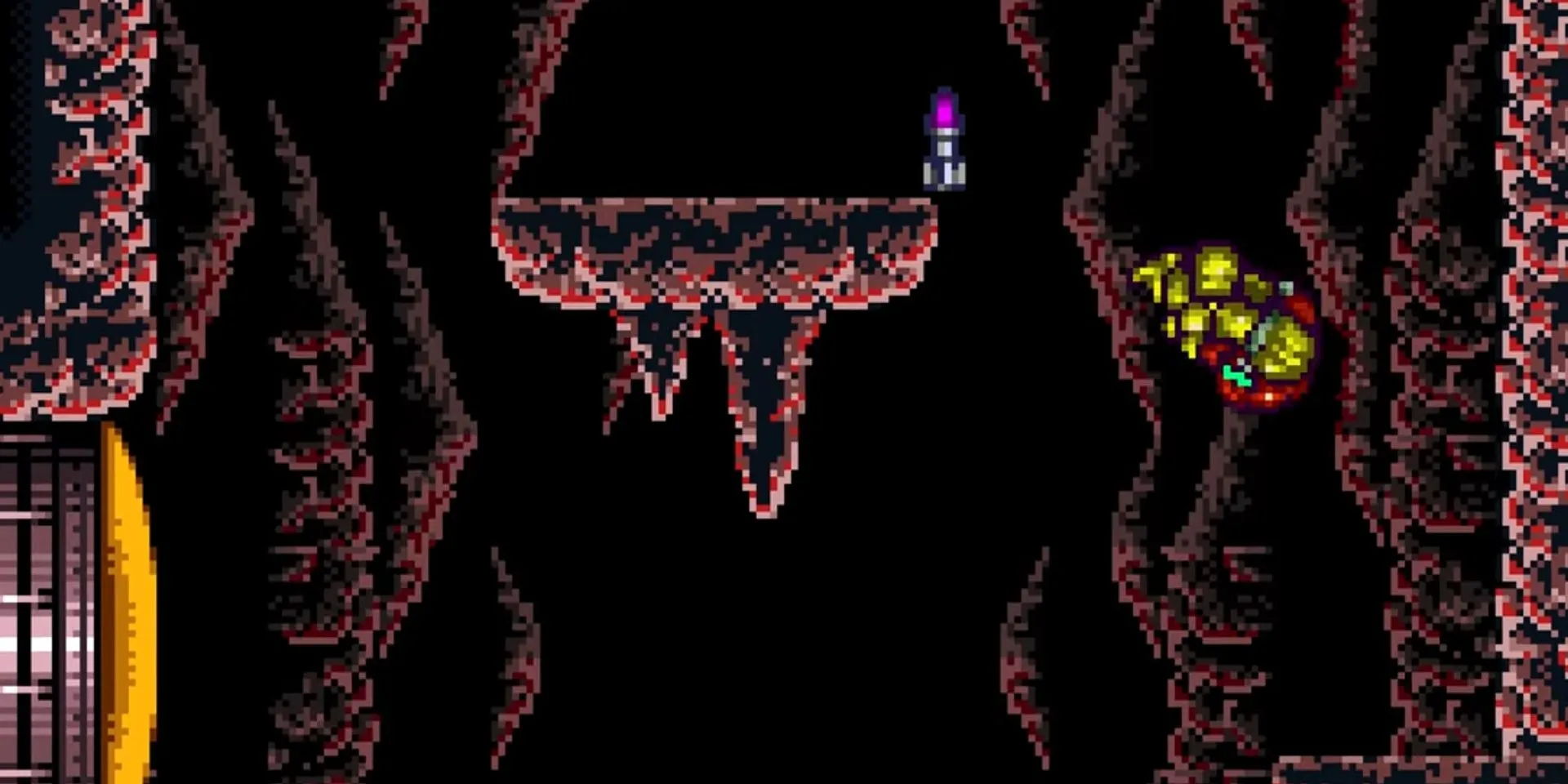 Samus Aran nhảy né đòn trong game Super Metroid kinh điển trên SNES