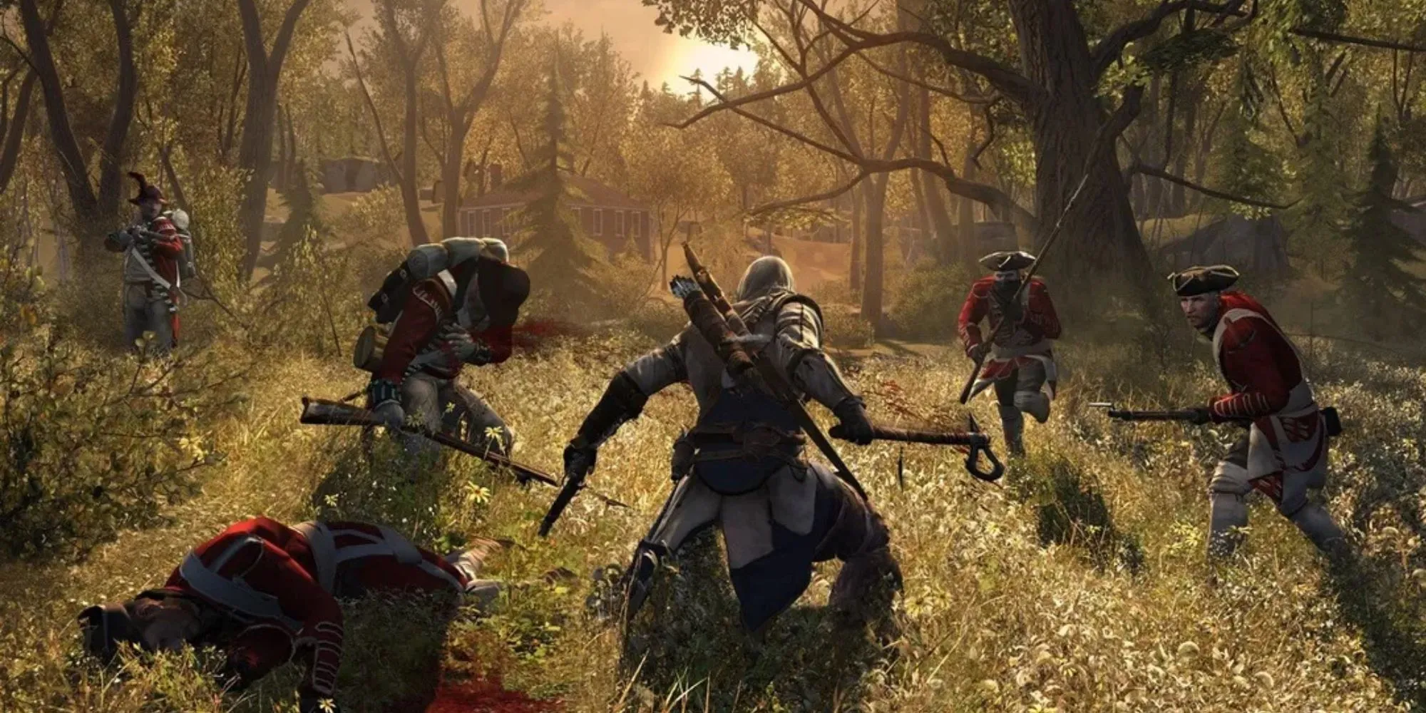 Sát thủ Connor Kenway di chuyển giữa khung cảnh thuộc địa Mỹ trong Assassin's Creed 3