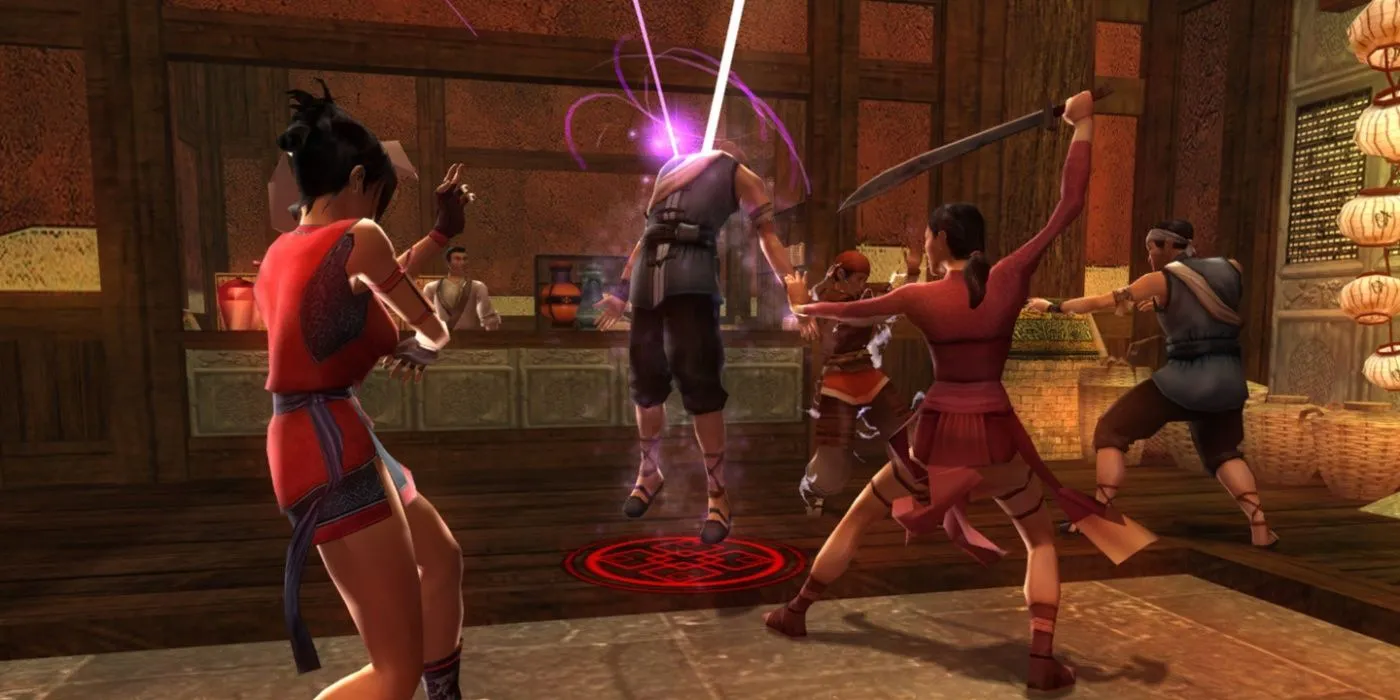 Screenshot cảnh chiến đấu trong game Jade Empire