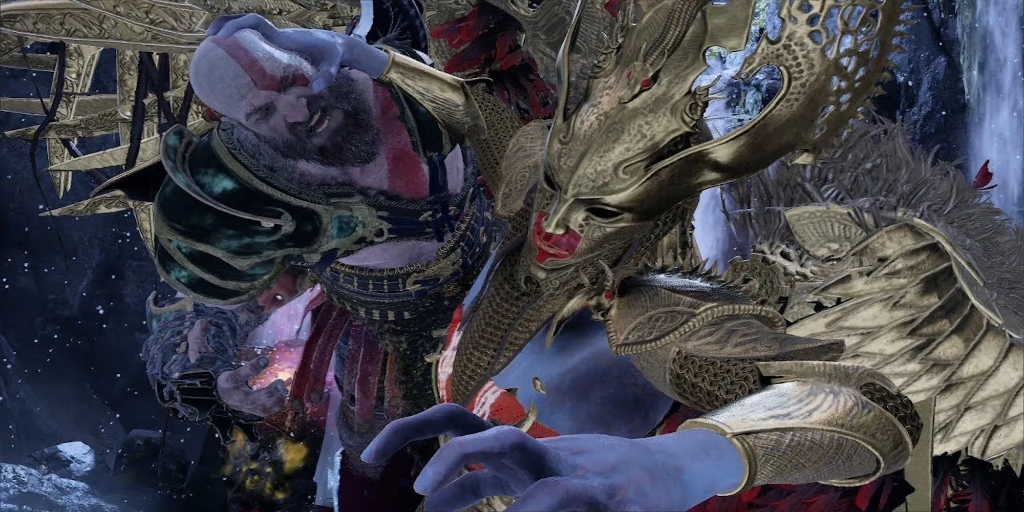 Sigrun, một Valkyrie trong God of War, đang giữ Kratos trong một trận chiến boss đầy thử thách