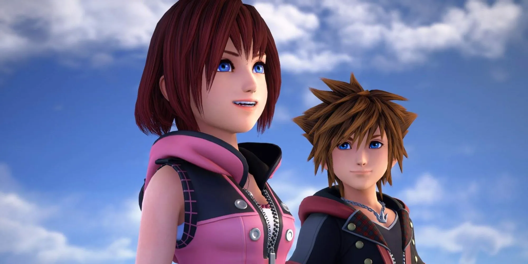 Sora và Kairi trong một cảnh game Kingdom Hearts III