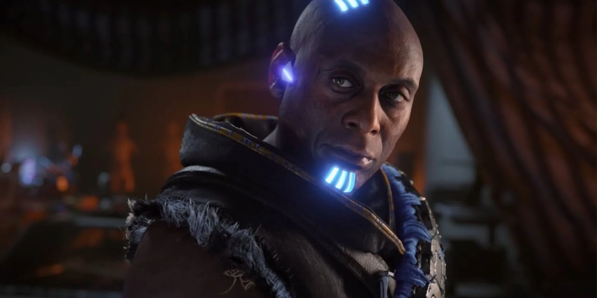 Sylens, nhân vật bí ẩn trong Horizon Zero Dawn, nhìn xa xăm với vẻ mặt đầy tính toán