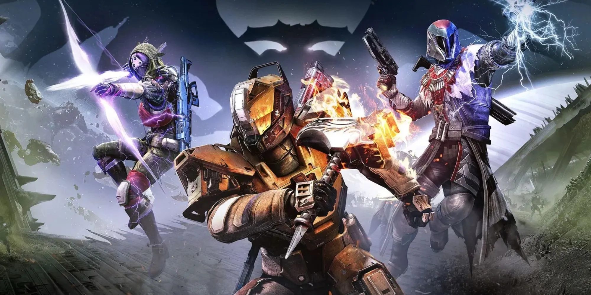 Tấm artwork chính của bản mở rộng Destiny: The Taken King, thể hiện nhân vật chính và kẻ thù Oryx