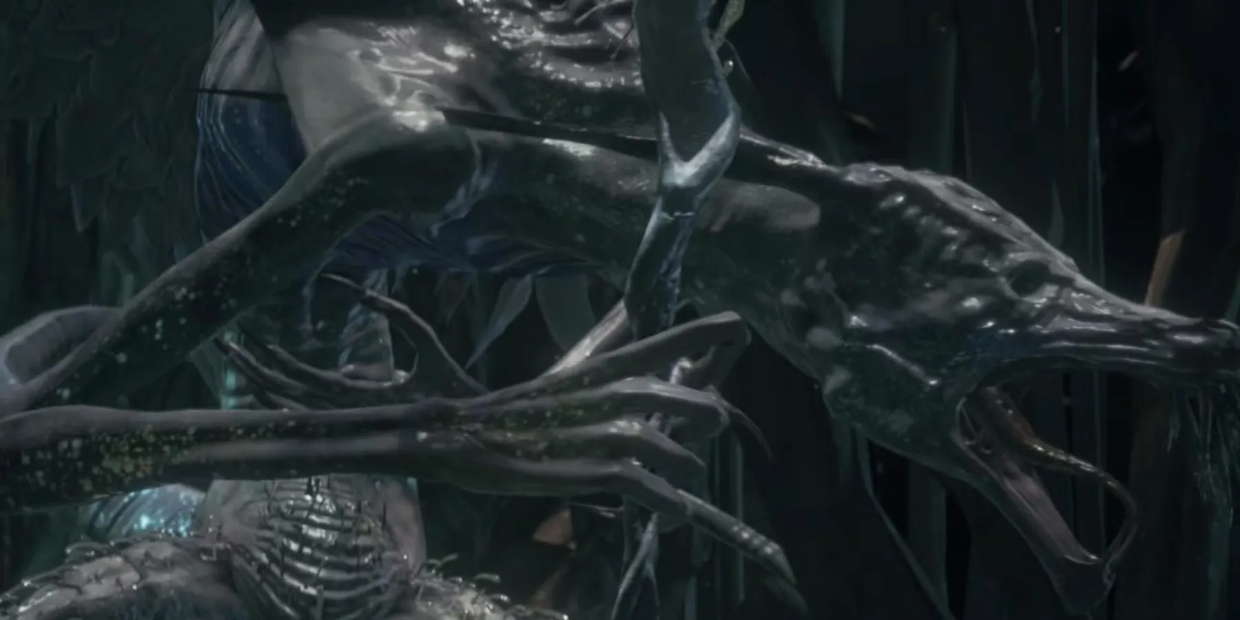 Trùm Oceiros the Consumed King trong Dark Souls 3 với hình dạng kỳ dị và những đòn tấn công khó lường