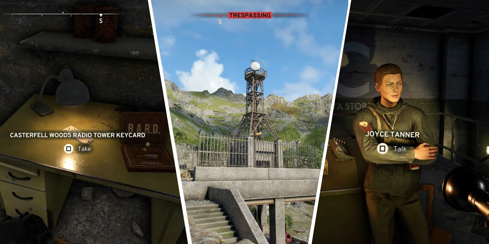 Vị trí các tháp vô tuyến và thẻ khóa trong game Atomfall được đánh dấu trên bản đồ khu vực.