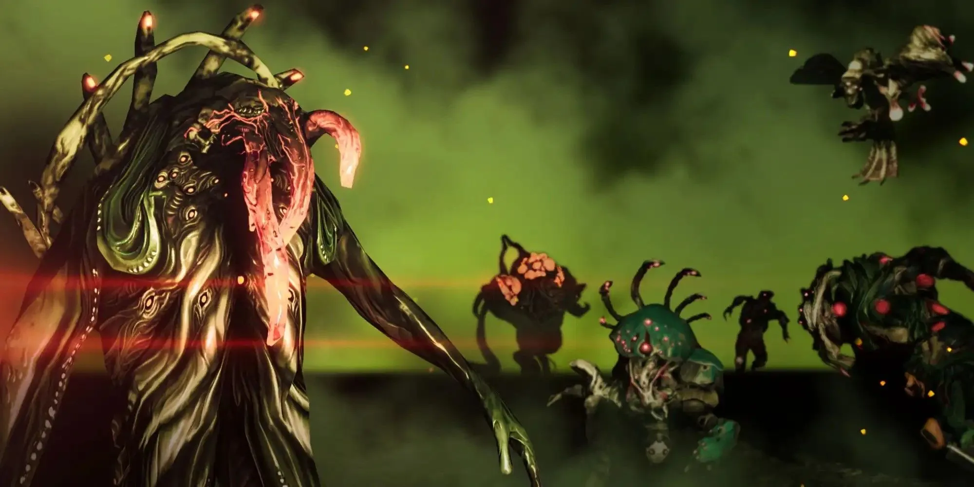Warframe Excalibur thi triển kỹ năng giữa vòng vây kẻ địch trong Warframe