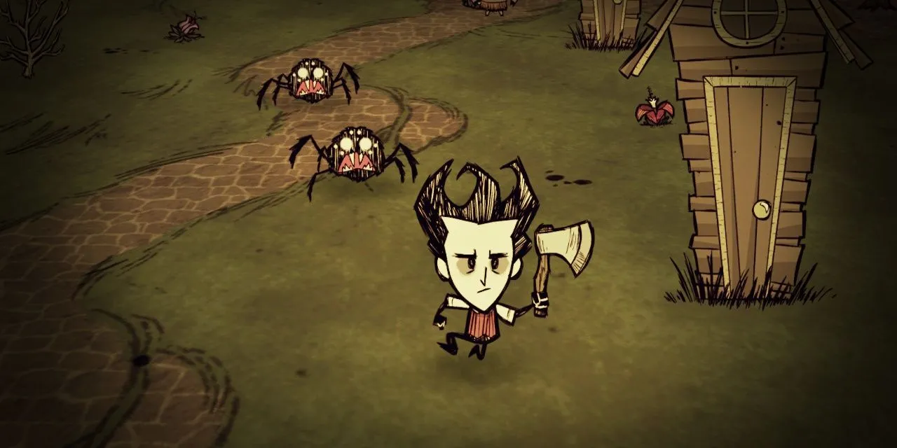 Wilson cầm rìu trong Don't Starve