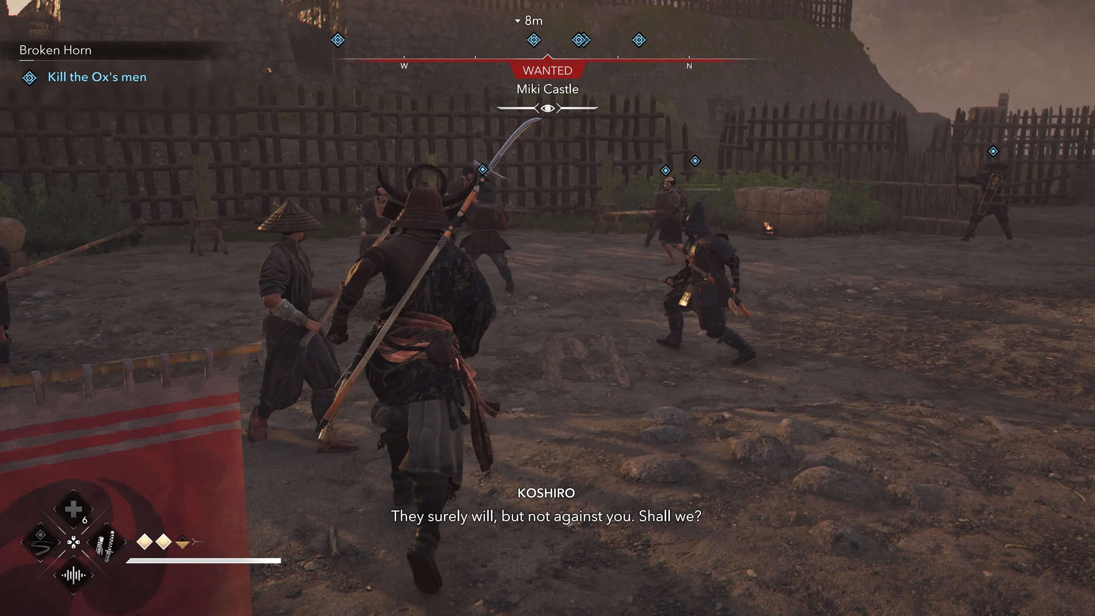 Yasuke chuẩn bị cho trận chiến cuối cùng tại Lâu đài Miki trong Assassin's Creed Shadows