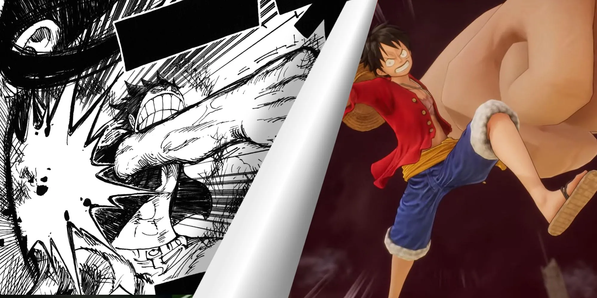 Game One Piece Mới Sắp Ra Mắt: Teaser Xuất Hiện Tại One Piece Day 2025 1 Luffy trong One Piece, so sánh hình ảnh giữa manga và đồ họa game, liên quan đến các game One Piece trước đây.