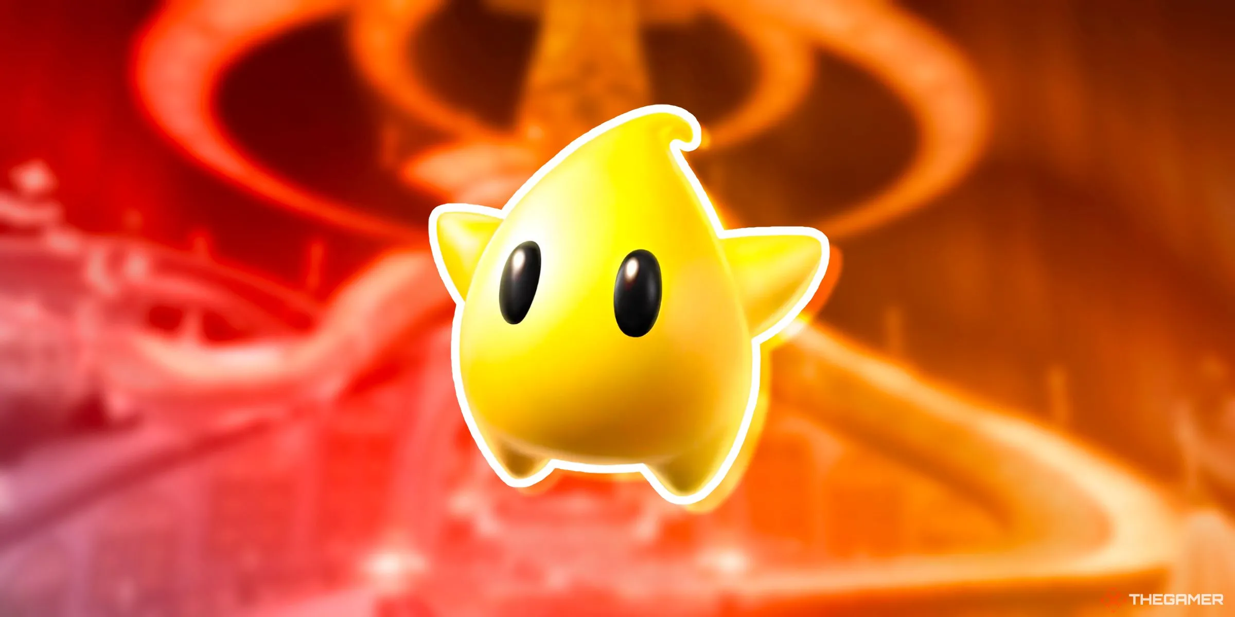 Một chú Luma vàng trên đường đua Starview Peak trong Mario Kart World