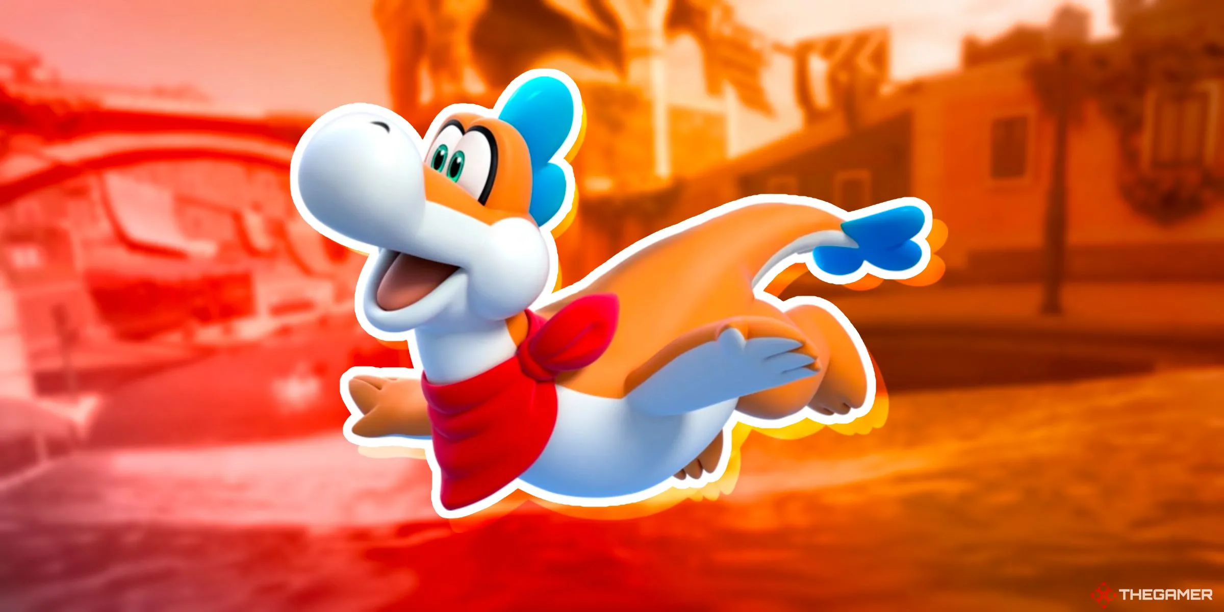 Plessie lướt trên đường đua Salty Salty Speedway trong Mario Kart World