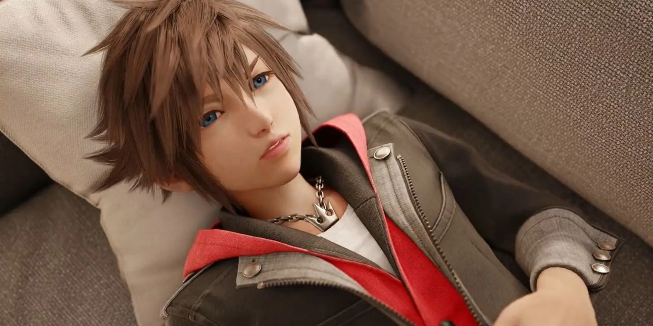 Sora nằm trên sofa, bối cảnh trong Kingdom Hearts 4