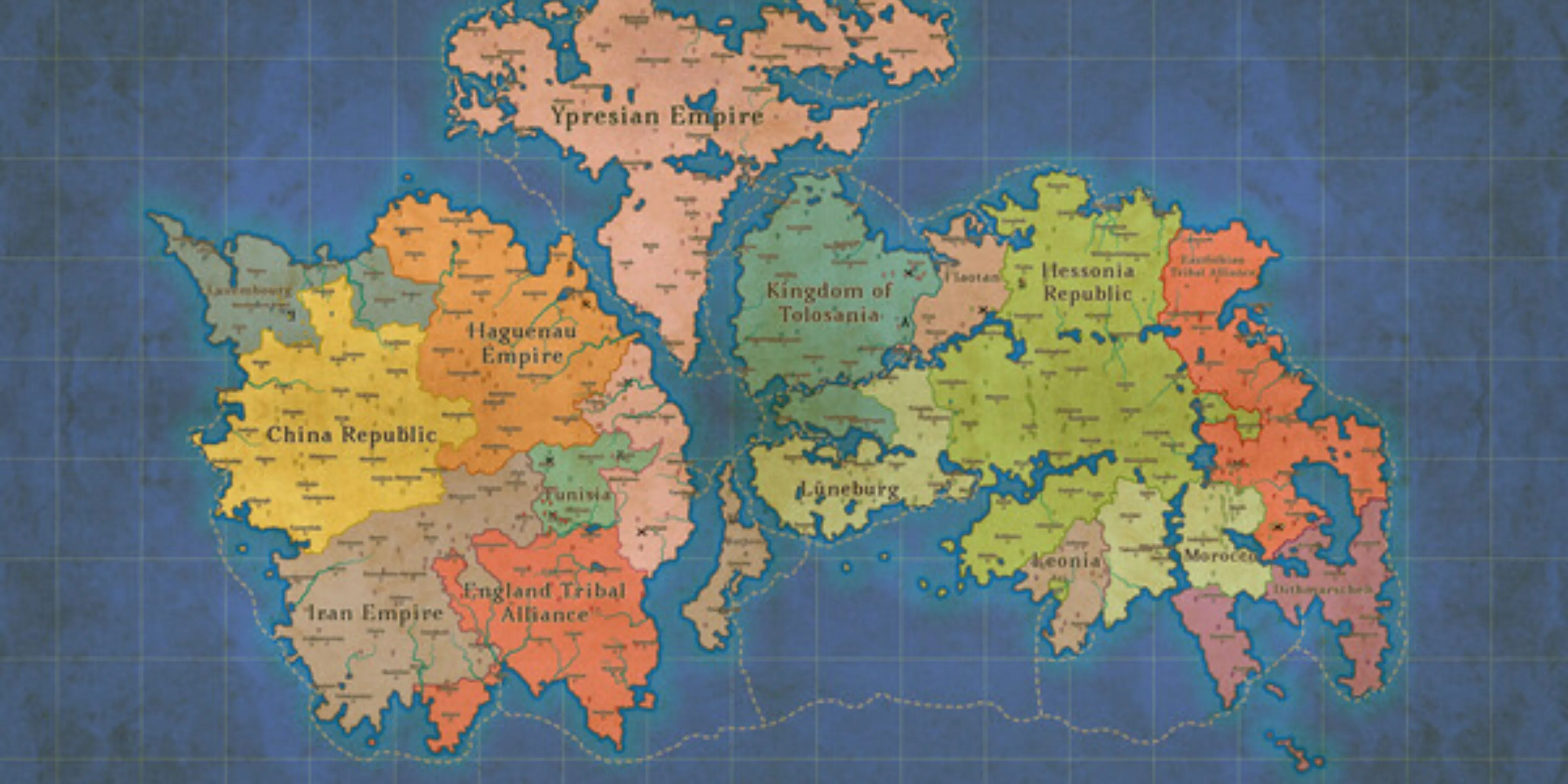 Bản đồ thế giới giả tưởng đang phát triển trong Fantasy Map Simulator.