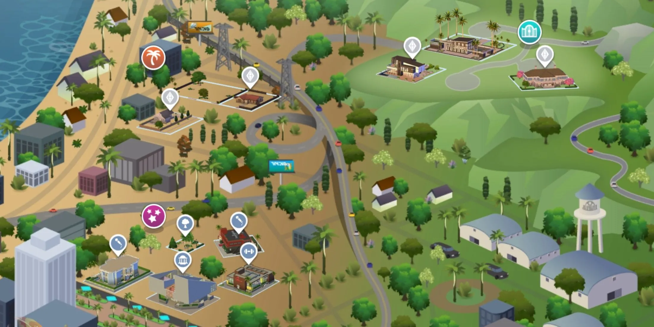 Bầu trời Del Sol Valley trong The Sims 4, thế giới lấy cảm hứng từ Los Angeles dành cho những Sim muốn trở nên nổi tiếng.