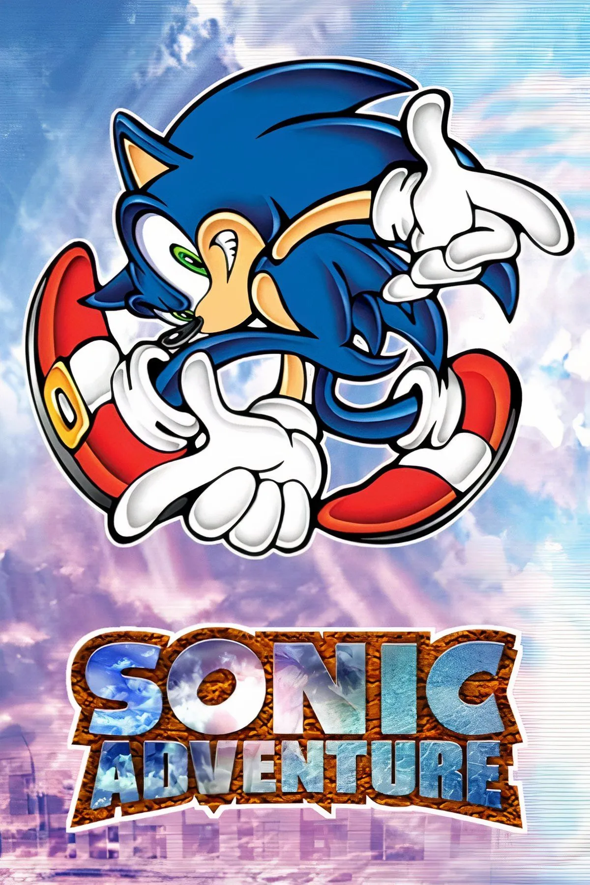 Bìa game Sonic Adventure, đánh dấu sự chuyển mình của series sang đồ họa 3D ấn tượng.