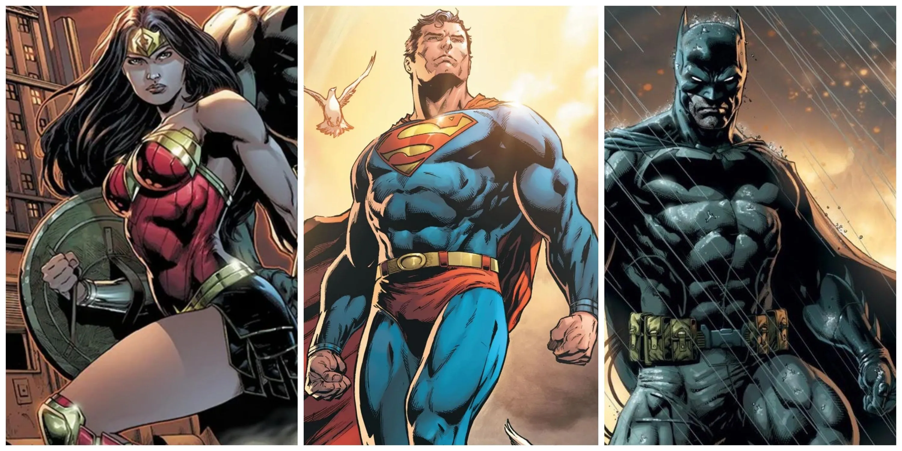 Bộ ba siêu anh hùng quyền lực của DC Comics: Wonder Woman, Superman và Batman thể hiện sức ảnh hưởng từ tài sản và sức mạnh.
