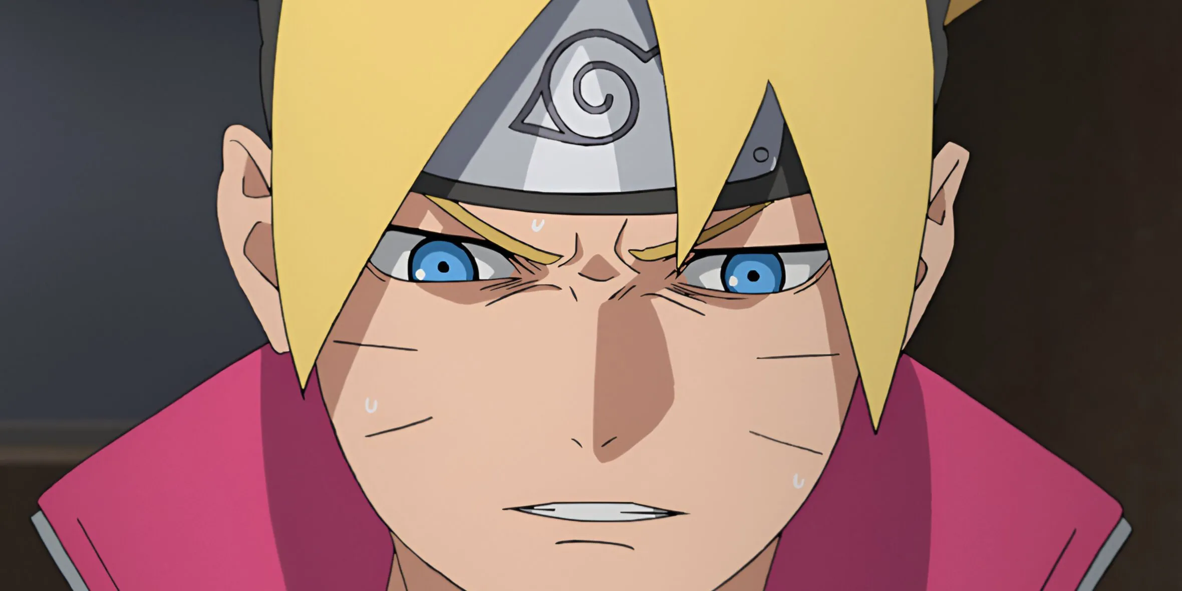 Boruto Uzumaki biểu cảm lo lắng trong Two Blue Vortex khi đối mặt với thử thách mới