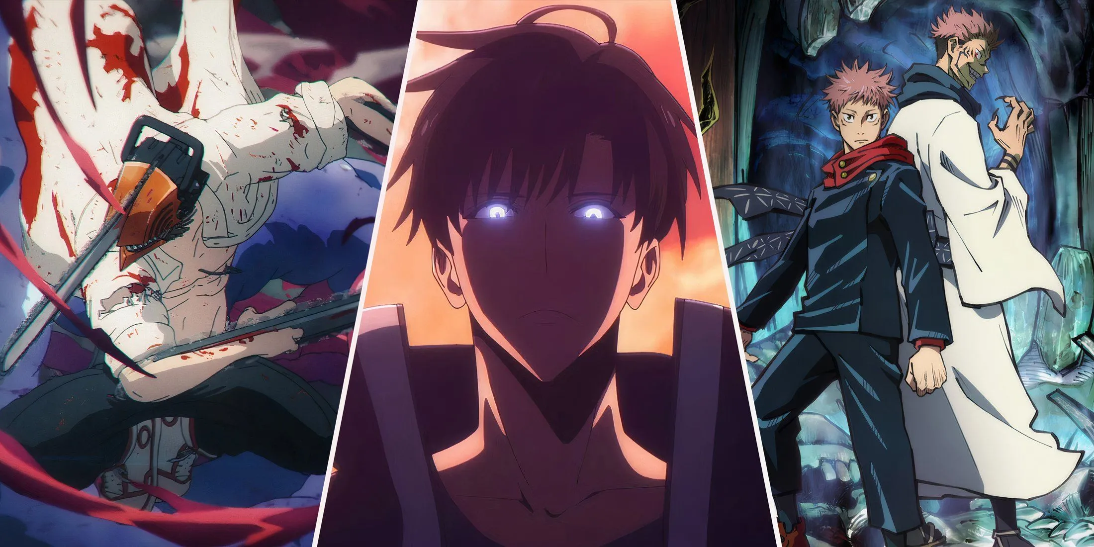 Các anime hành động nổi bật thập niên 2020 như Solo Leveling, Jujutsu Kaisen và Chainsaw Man