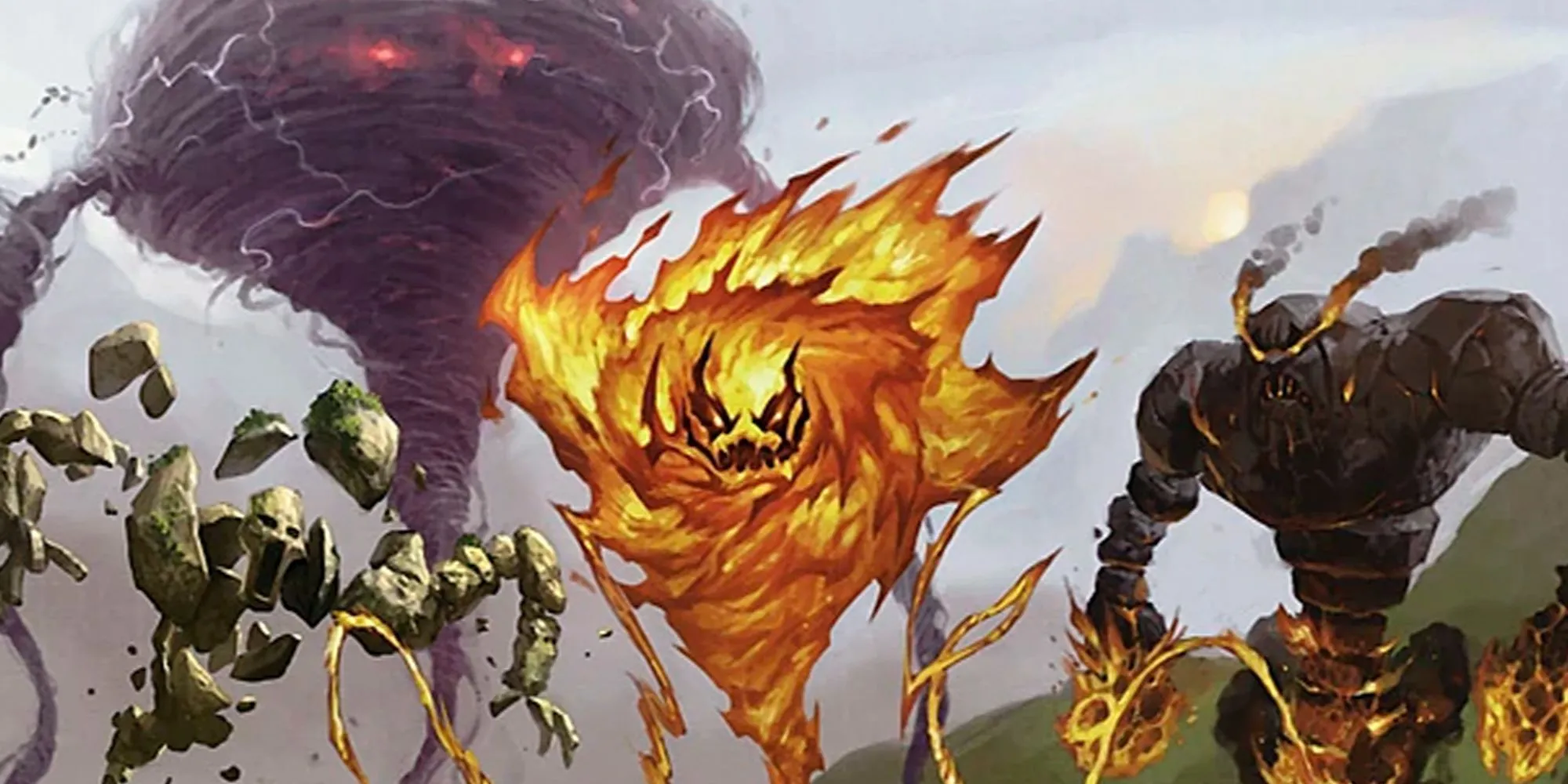 Các nguyên tố (Elemental) lửa, sấm sét, không khí, khói và đá trong D&amp;D.